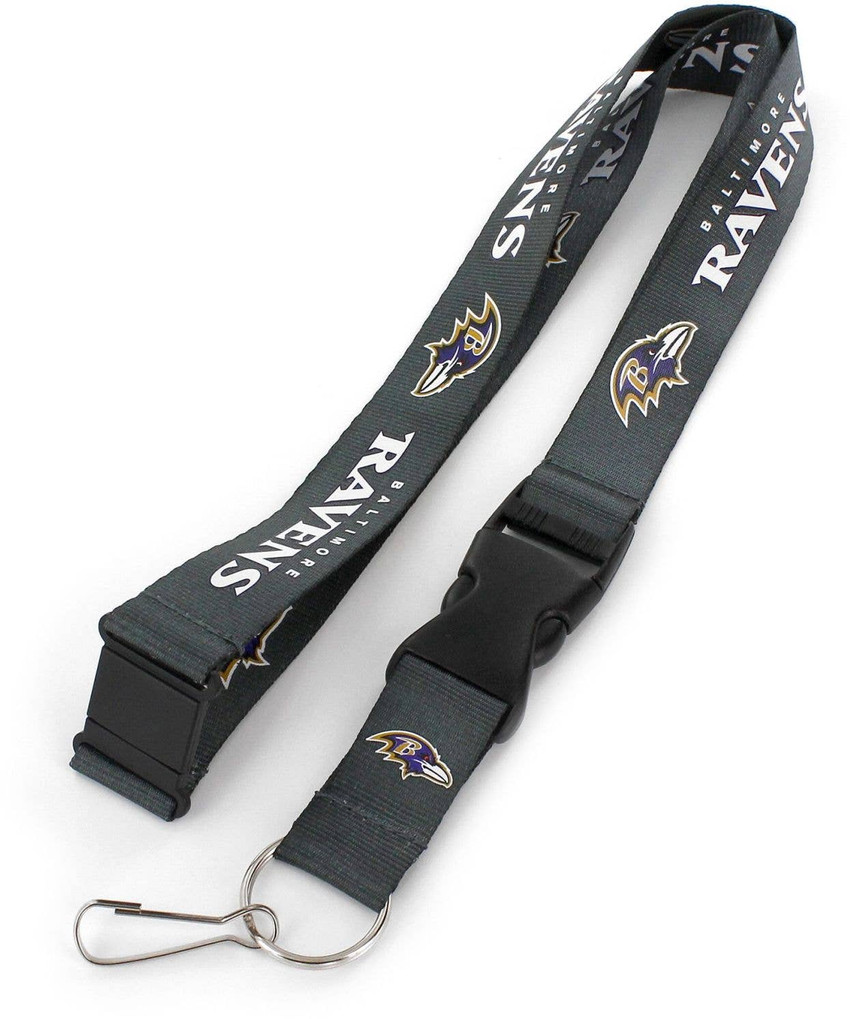 NFL Baltimore Ravens Team Lanyard Keychain ID Holder NFL Fan Accessory, Charcoal