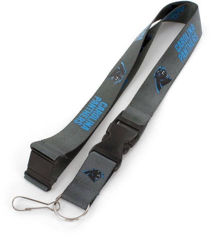 NFL Carolina Panthers Team Lanyard Keychain ID Holder NFL Fan Accessory, Charcoal
