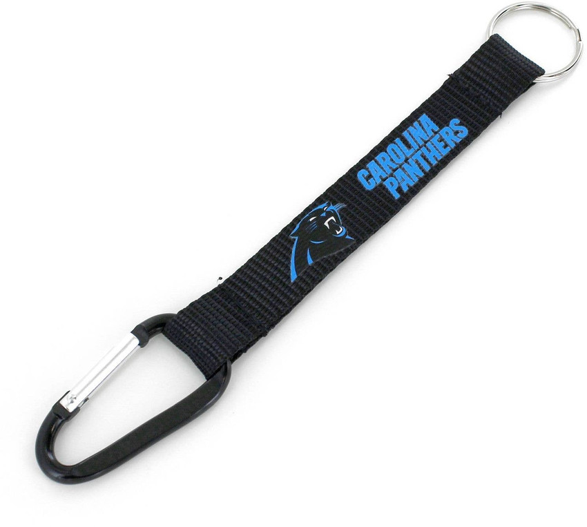 NFL Carolina Panthers Carabiner Lanyard Keychain ID Holder NFL Fan Accessory Keychain, Black
