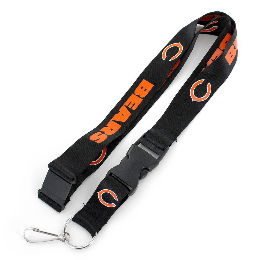 NFL Chicago Bears Team Lanyard Keychain ID Holder NFL Fan Accessory, Black