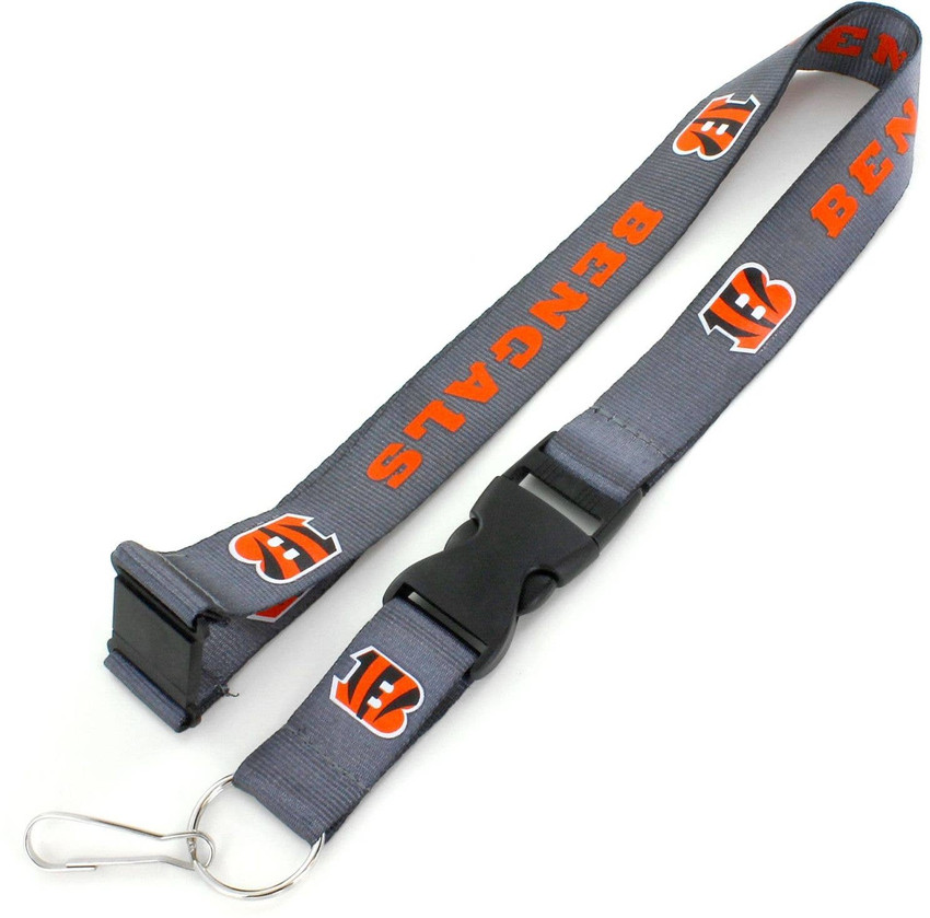 NFL Cincinnati Bengals Team Lanyard Keychain ID Holder NFL Fan Accessory, Charcoal