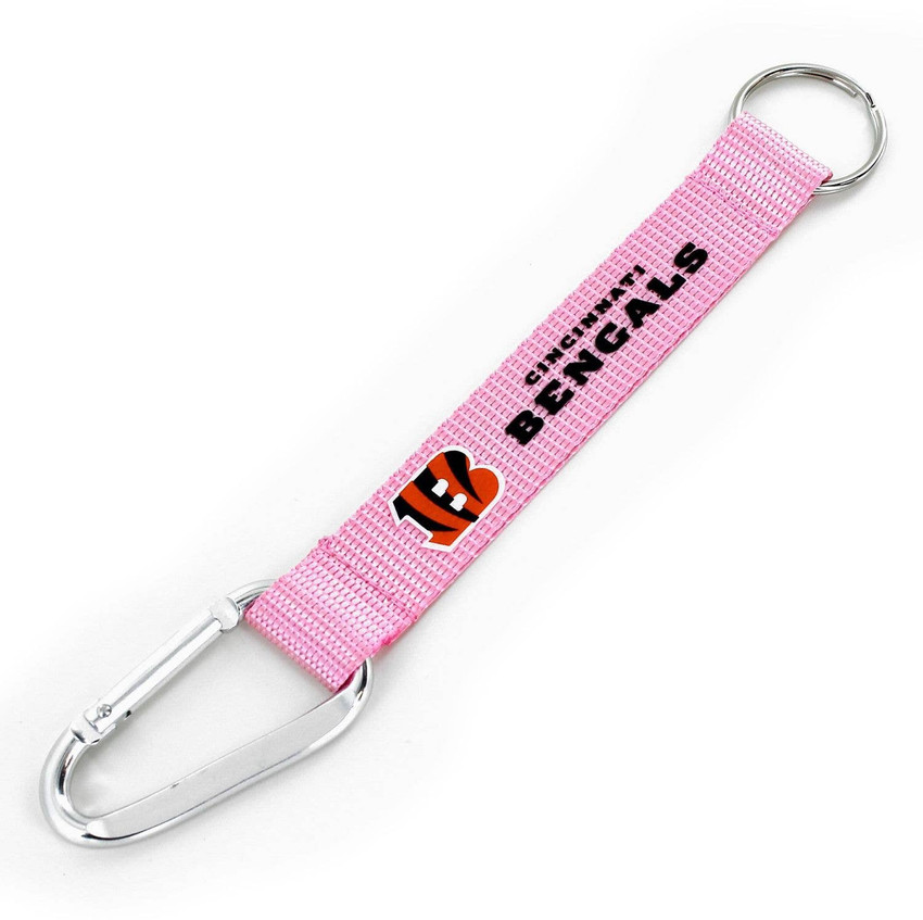 NFL Cincinnati Bengals Carabiner Lanyard Keychain ID Holder NFL Fan Accessory Keychain, Pink