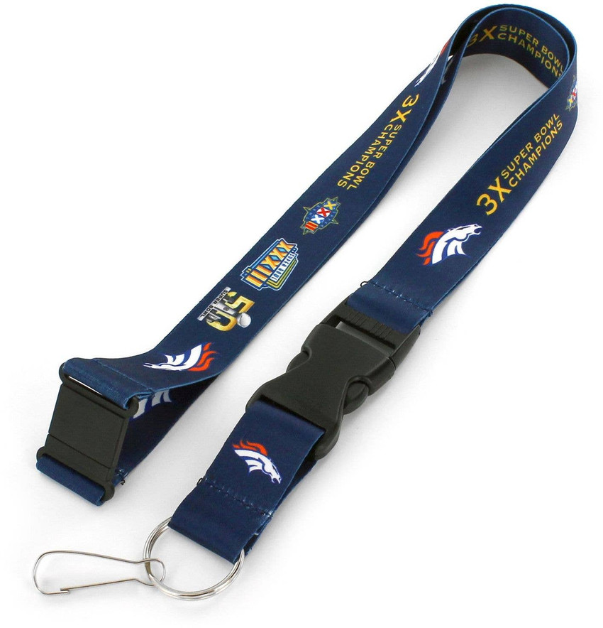 NFL Denver Broncos 3X Super Bowl Champ Dynasty Lanyard Keychain ID Holder NFL Fan Accessory
