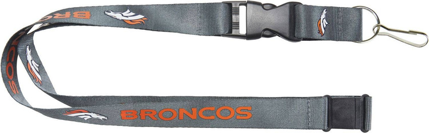 NFL Denver Broncos Team Lanyard Keychain ID Holder NFL Fan Accessory, Charcoal