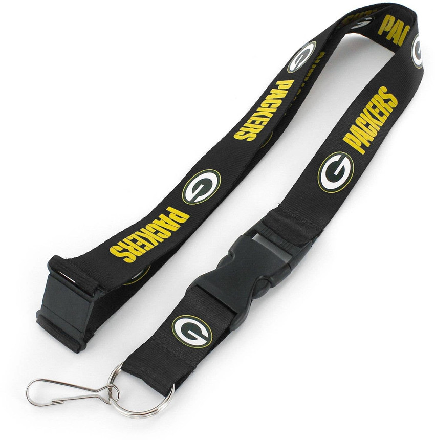 NFL Green Bay Packers Team Lanyard Keychain ID Holder NFL Fan Accessory, Black