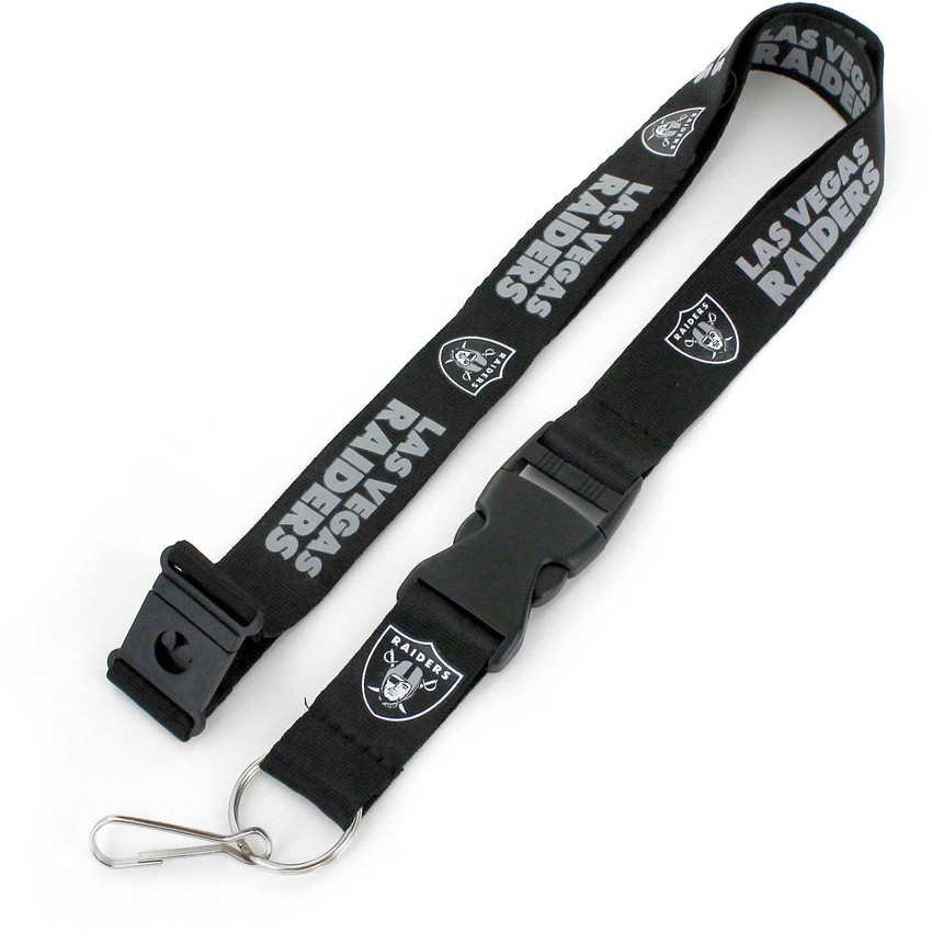 NFL Las Vegas Raiders "Script" Team Lanyard Keychain ID Holder NFL Fan Accessory, Black