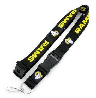 NFL Los Angeles Rams Team Lanyard Keychain ID Holder NFL Fan Accessory, Black