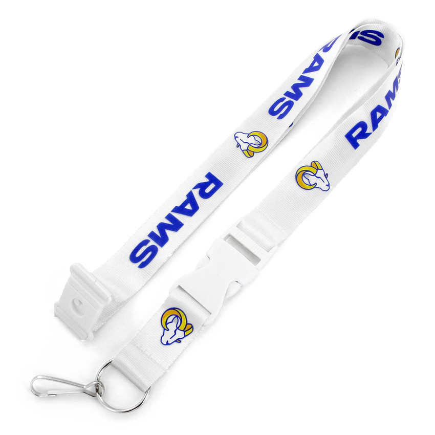NFL Los Angeles Rams Team Lanyard Keychain ID Holder NFL Fan Accessory, White
