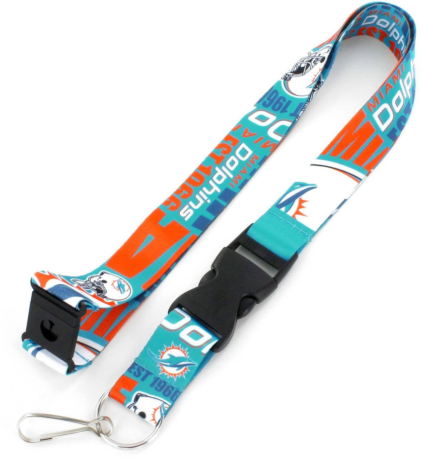 NFL Miami Dolphins Dynamic Lanyard Keychain ID Holder NFL Fan Accessory