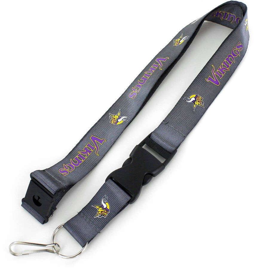 NFL Minnesota Vikings Team Lanyard Keychain ID Holder NFL Fan Accessory, Charcoal