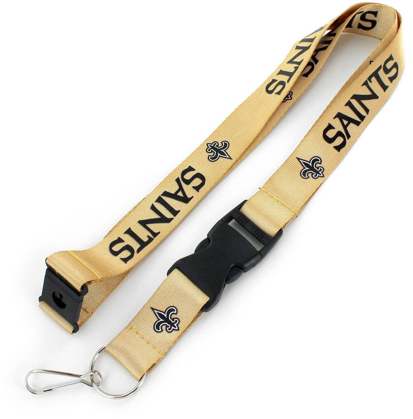 NFL New Orleans Saints Team Lanyard Keychain ID Holder NFL Fan Accessory, Gold