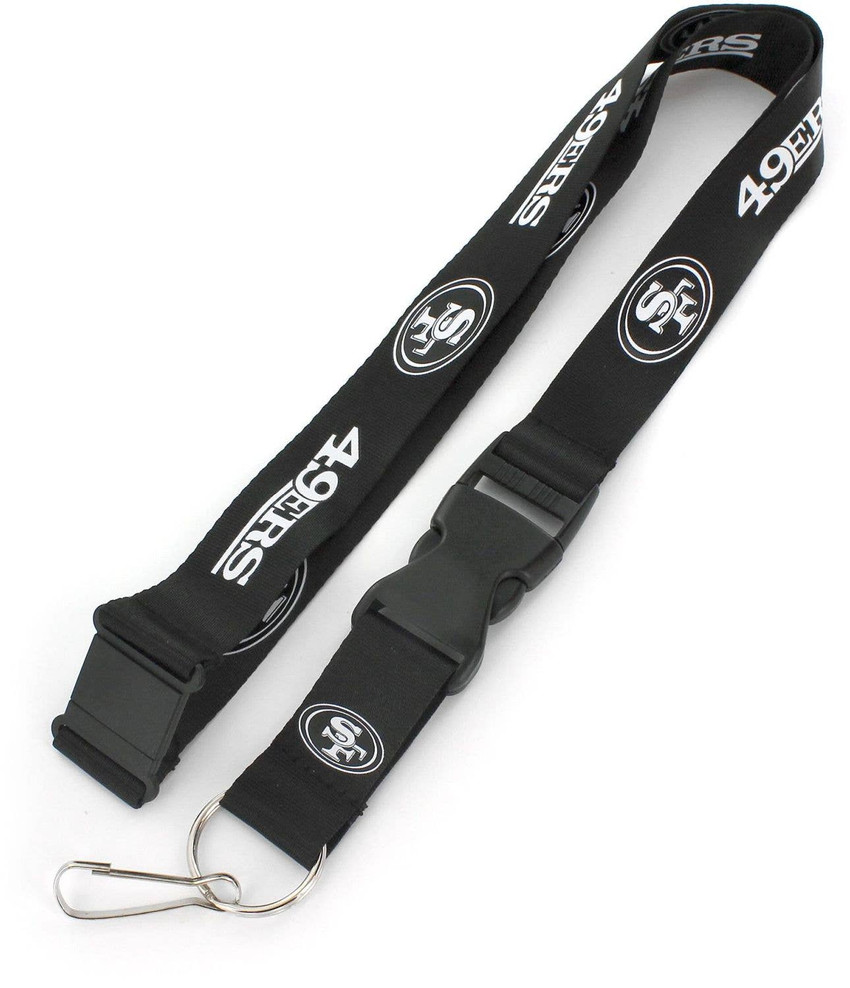 NFL San Francisco 49ers Team Lanyard Keychain ID Holder NFL Fan Accessory, Black & White