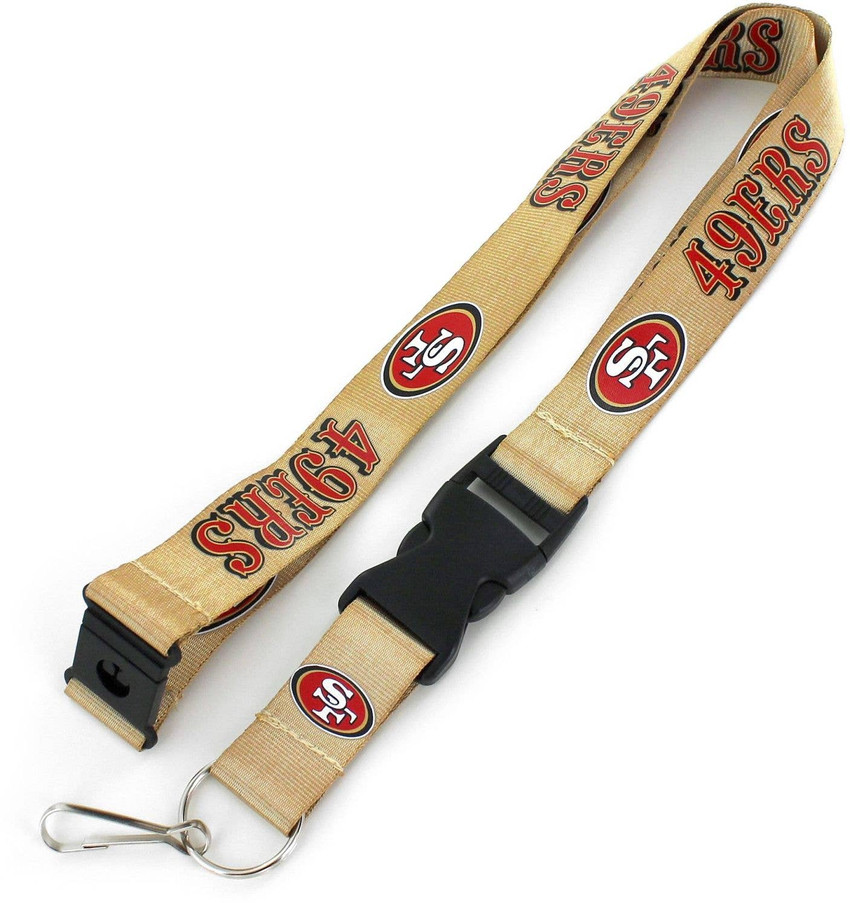 NFL San Francisco 49ers Team Lanyard Keychain ID Holder NFL Fan Accessory, Gold