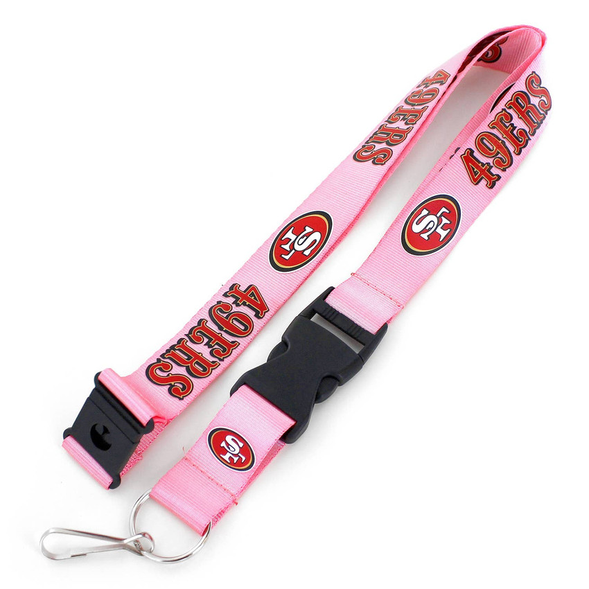 NFL San Francisco 49ers Team Lanyard Keychain ID Holder NFL Fan Accessory, Pink