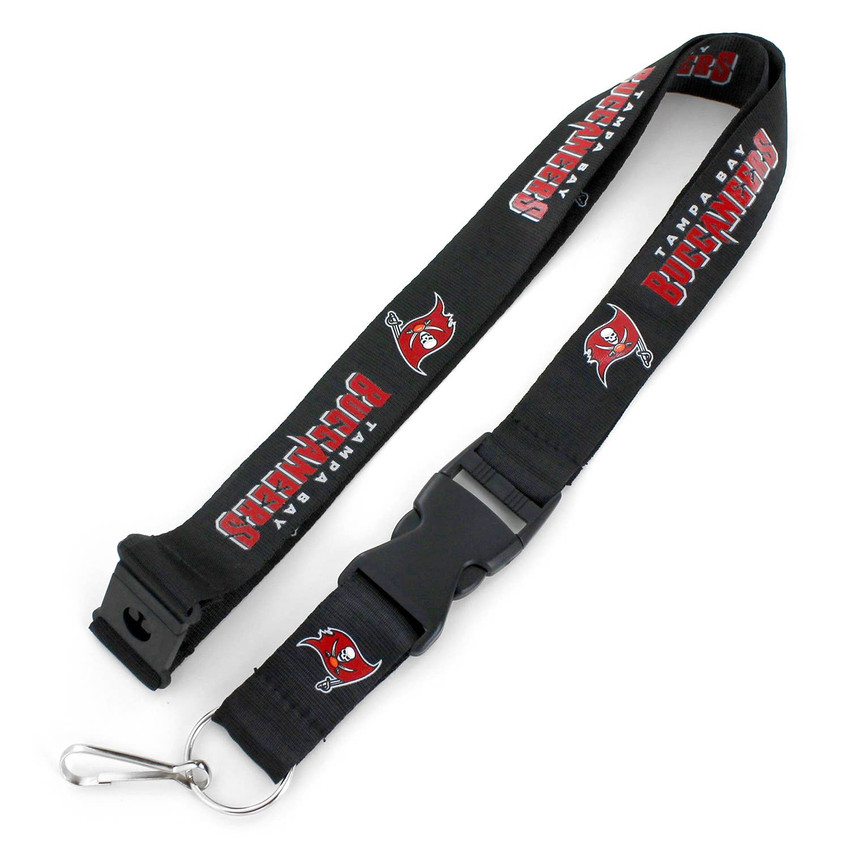 NFL Tampa Bay Buccaneers Team Lanyard Keychain ID Holder NFL Fan Accessory, Black