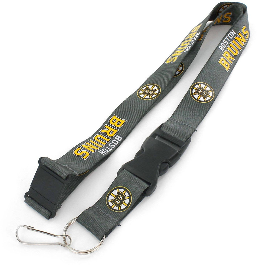 NHL Boston Bruins Team Lanyard Keychain ID Holder NHL Fan Accessory, Charcoal