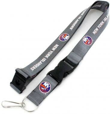 NHL New York Islanders Team Lanyard Keychain ID Holder NHL Fan Accessory, Charcoal