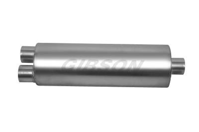 Gibson SFT SuperFlow Stainless Steel Muffler 3.00" Dual / 4.00" Center 24" Round Body 788050S