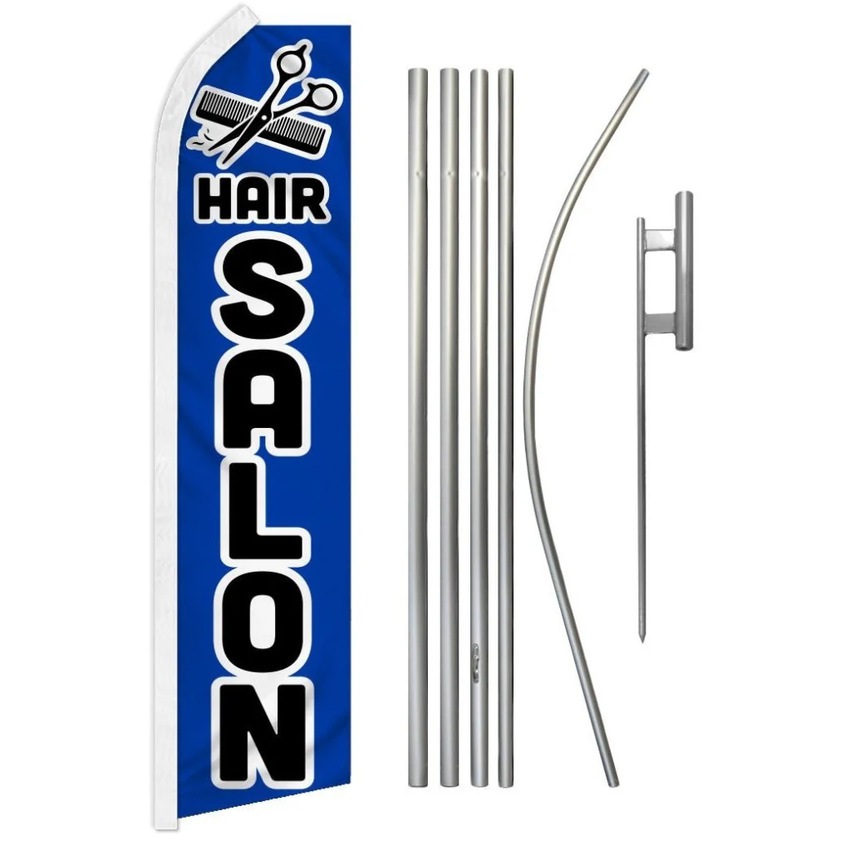 Hair Salon (Blue) Super Flag & Pole Kit