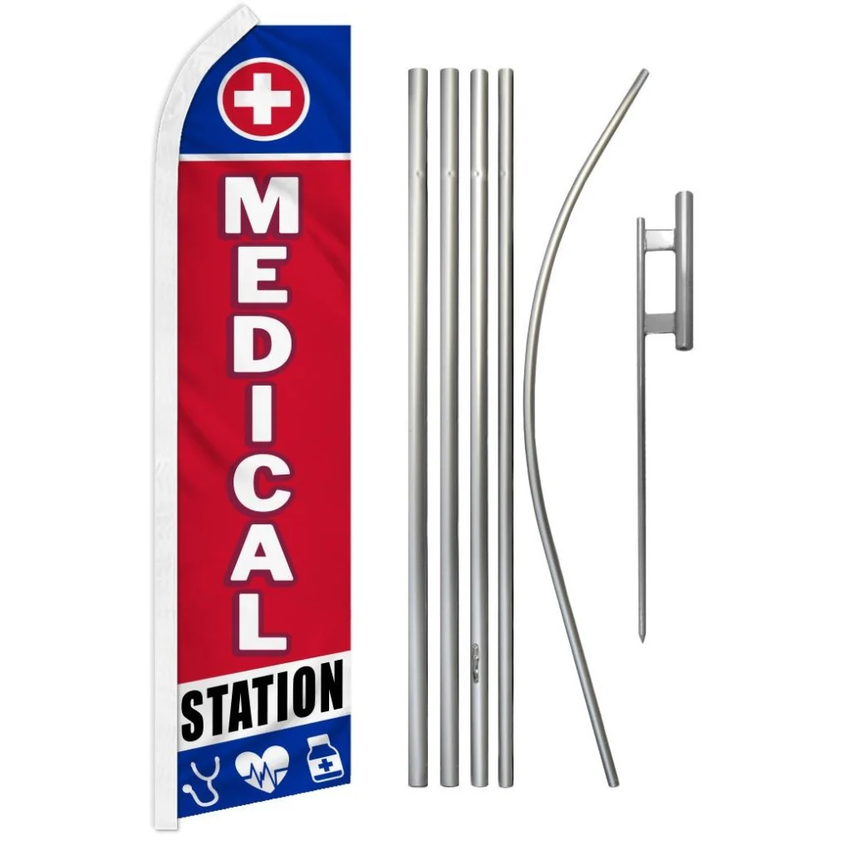 Medical Station Super Flag & Pole Kit