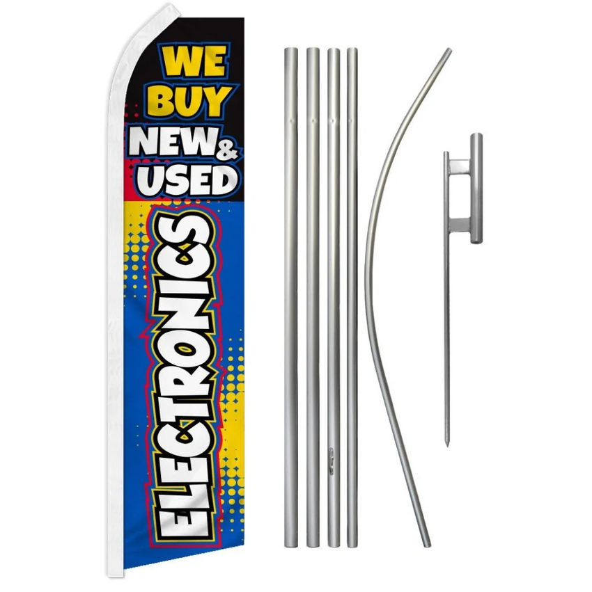 We Buy New & Used Electronics Super Flag & Pole Kit