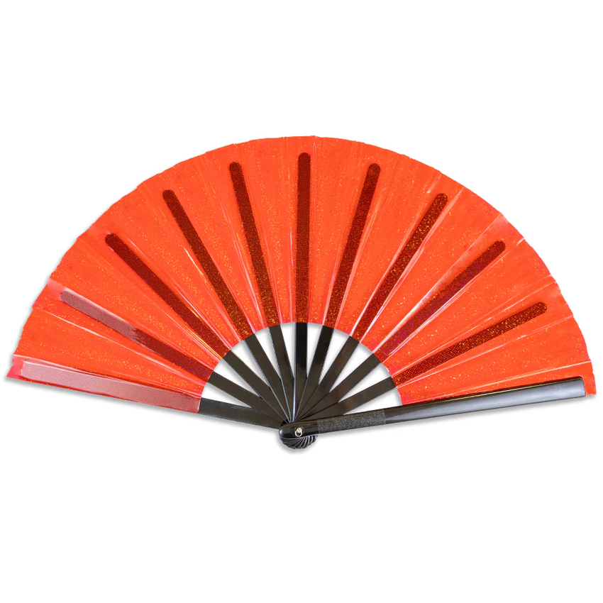 Transparent Glitter Red X-Large Hand Fan