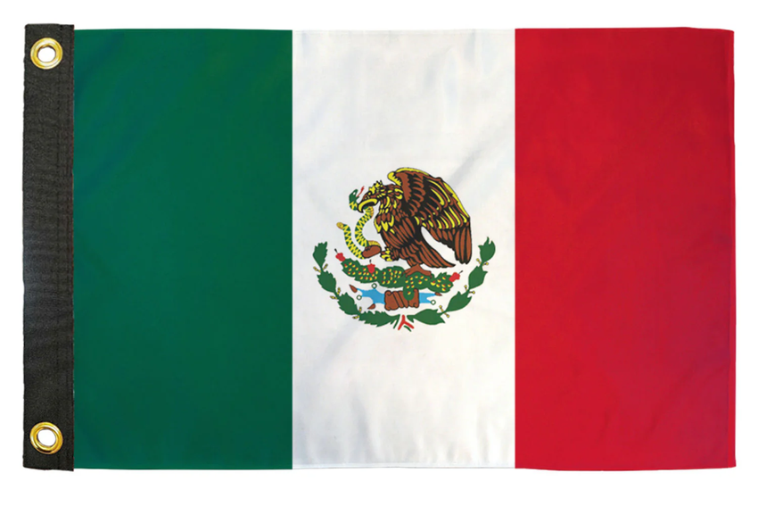 Mexico 12x18 Inch Boat & Off-Road Whip Flag – Mexican Flag for UTV, SXS, Dune Buggy & Marine Use