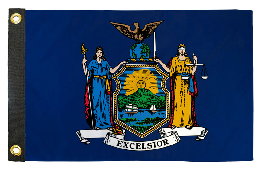 New York 12x18 Inch Boat & Off-Road Whip Flag – State Flag for UTV, SXS, Dune Buggy & Marine Use