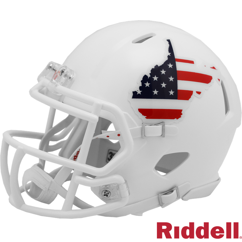 West Virginia Mountaineers Helmet Riddell Replica Mini Speed Style Stars and Strips