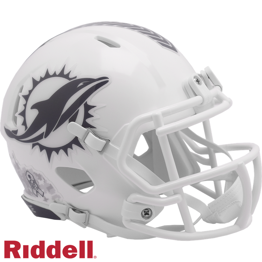 Miami Dolphins Helmet Riddell Replica Mini Speed Style Salute To Service 2024
