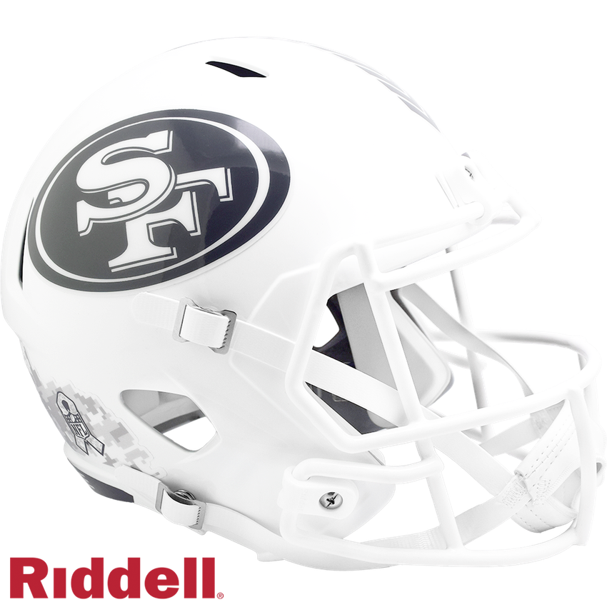 San Francisco 49ers Helmet Riddell Replica Full Size Speed Style Salute To Service 2024