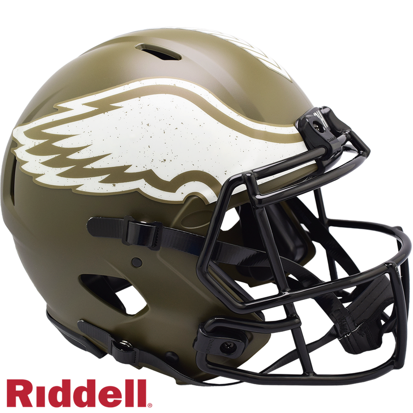 Philadelphia Eagles Helmet Riddell Authentic Full Size Speed Style Salute To Service 2022