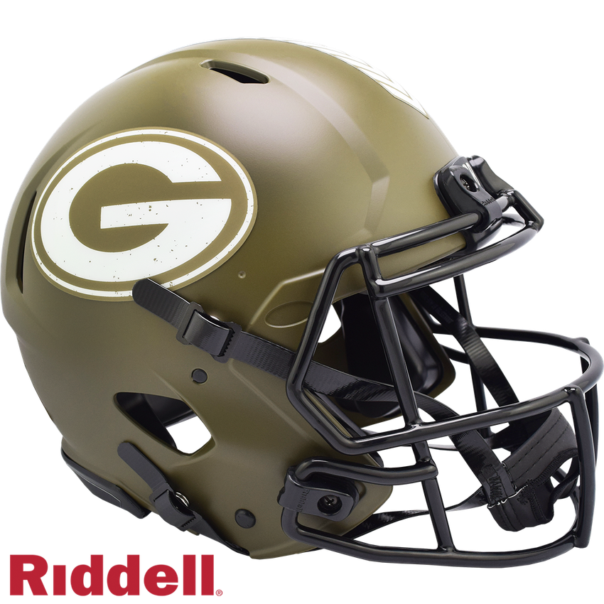 Green Bay Packers Helmet Riddell Authentic Full Size Speed Style Salute To Service 2022
