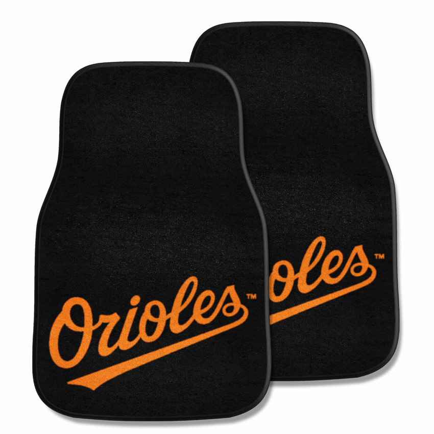 Baltimore Orioles Front Carpet Car Mat Set - 2 Pieces "Orioles" Logo "Orioles" Jersey Lettering
