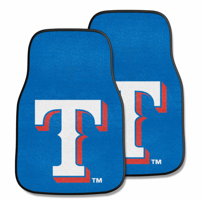 Texas Rangers Front Carpet Car Mat Set - 2 Pieces T Cap Logo