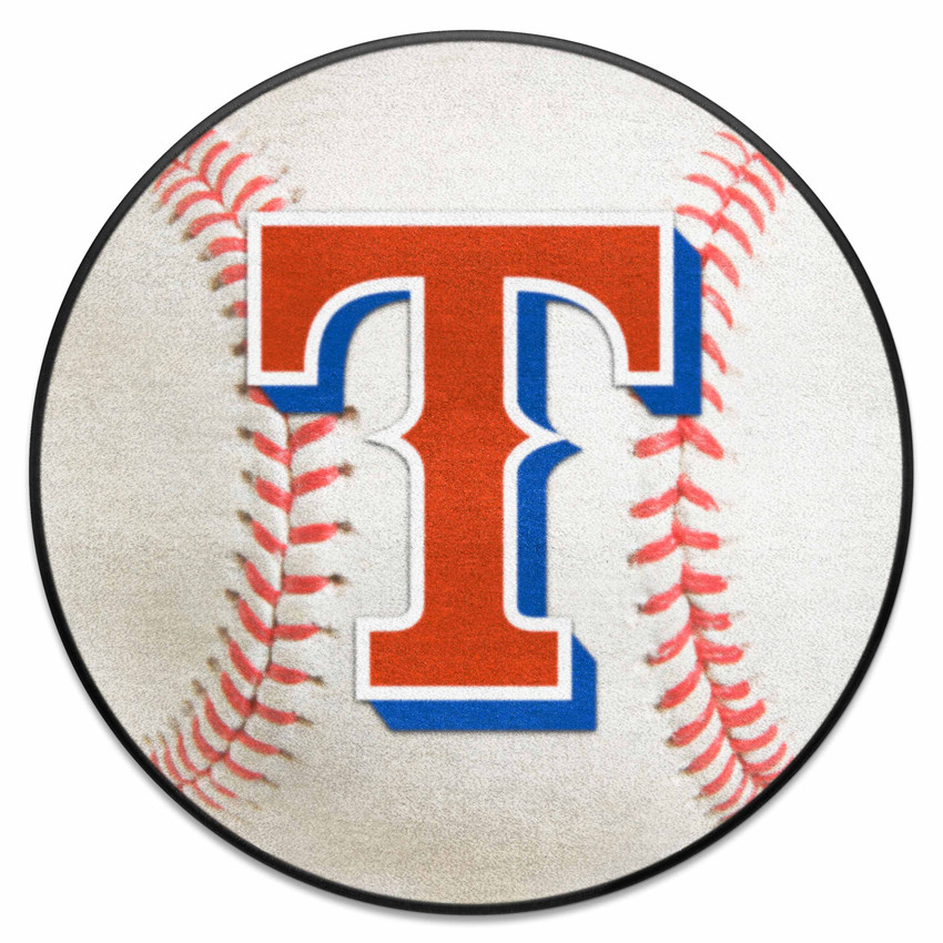 Texas Rangers Baseball Rug - 27in. Diameter T Cap Logo