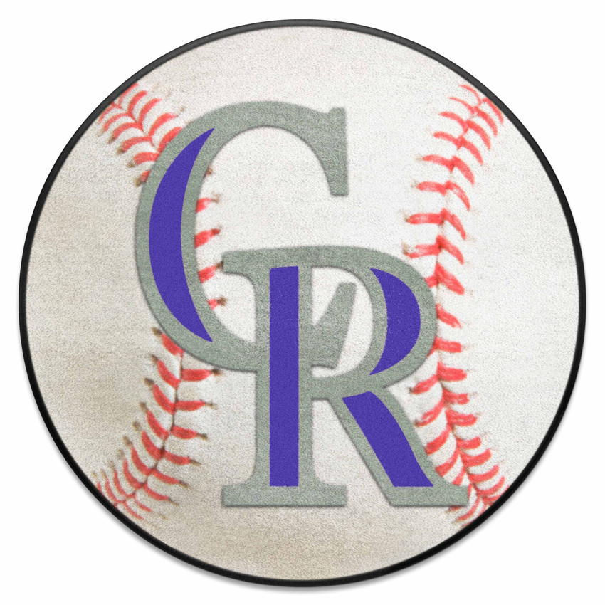Colorado Rockies Baseball Rug - 27in. Diameter CR Primary Cap Logo