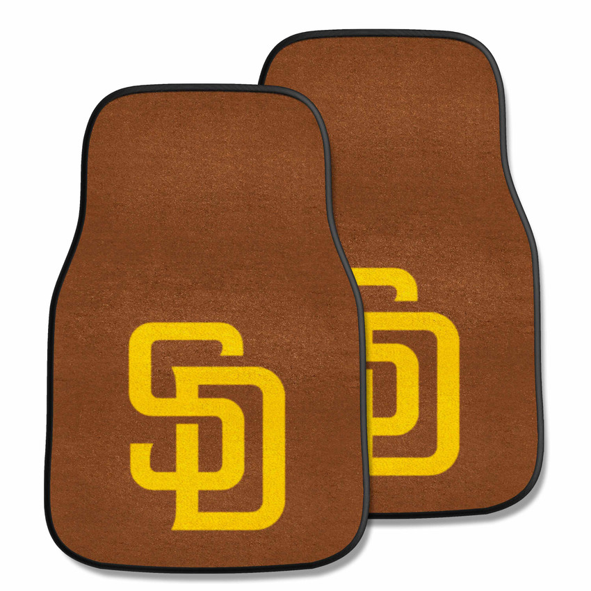 San Diego Padres Front Carpet Car Mat Set - 2 Pieces SD Primary Cap Logo