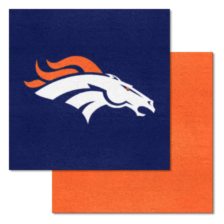 Denver Broncos Team Carpet Tiles Bronco Head Primary Logo Navy