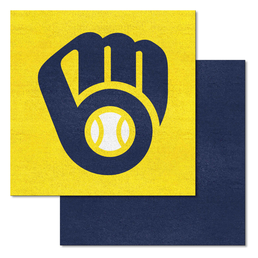 Milwaukee Brewers Team Carpet Tiles - 45 Sq Ft. MB Glove Cap Logo