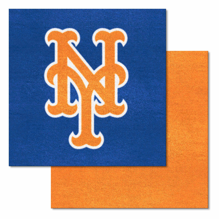 New York Mets "NY" Hat Logo Team Carpet Tiles - 45 Sq Ft. NY Cap Logo