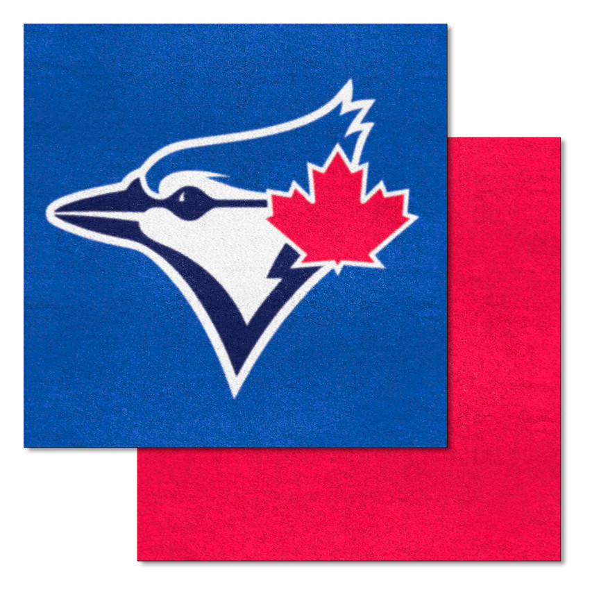 Toronto Blue Jays Red & Navy Team Carpet Tiles - 45 Sq Ft. Blue Jay Head Primary Cap Logo