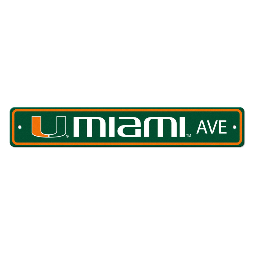 Miami Hurricanes Team Color Street Sign D√©cor 4in. X 24in. Lightweight