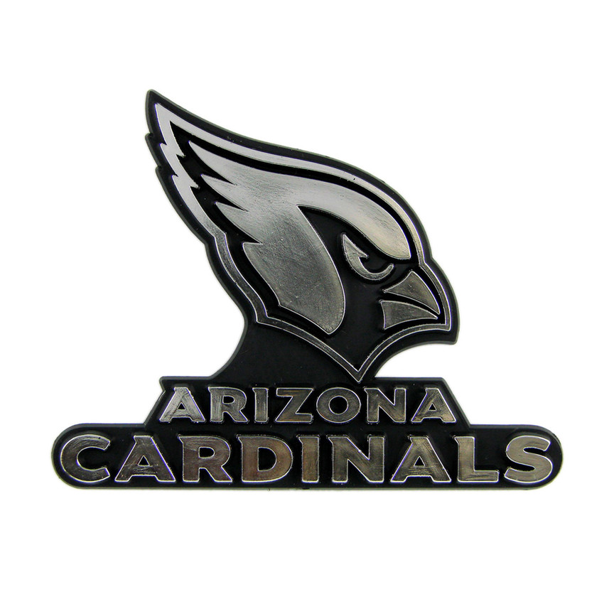 Arizona Cardinals Molded Chrome Plastic Emblem Cardinal Head Primary Logo & Wordmark