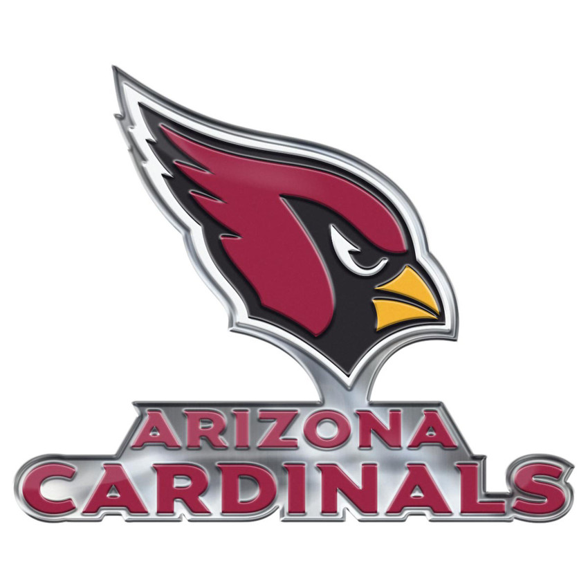 Arizona Cardinals Heavy Duty Aluminum Embossed Color Emblem - Alternate Cardinal Head Primary Logo & Wordmark