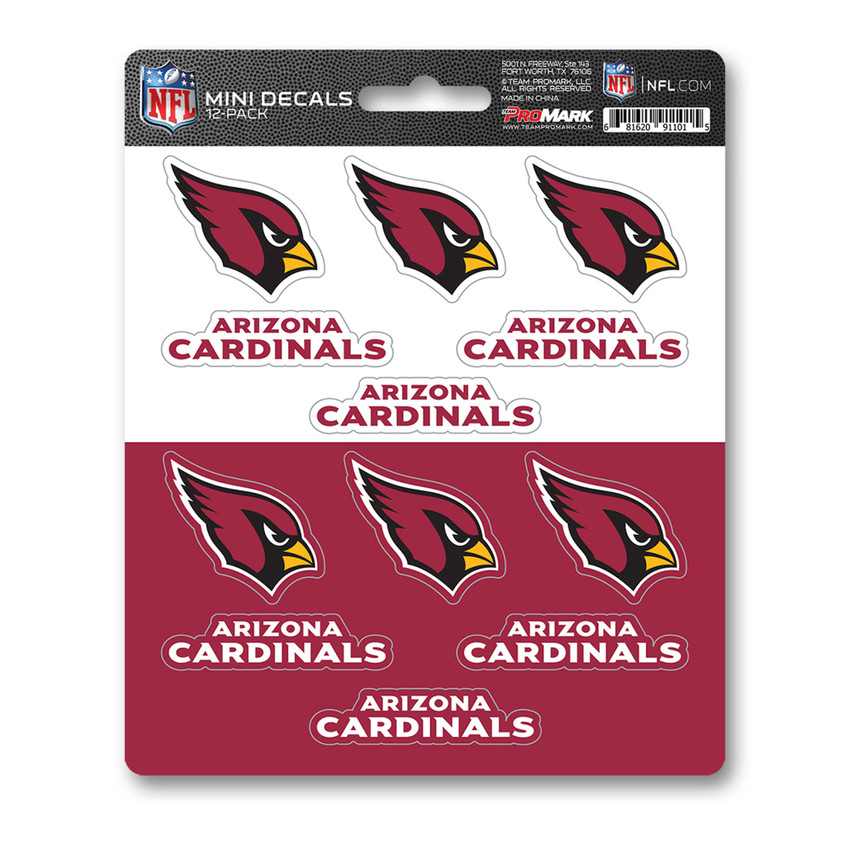 Arizona Cardinals Mini Decal 12-pk 12 Various Logos / Wordmark Red & Black