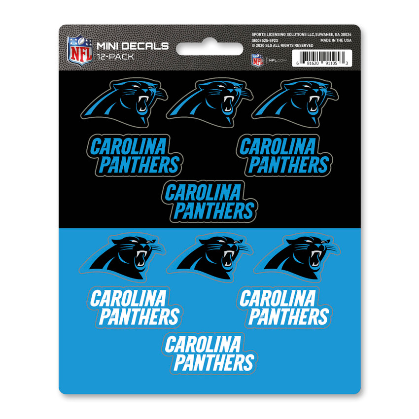 Carolina Panthers Mini Decal 12-pk 12 Various Logos / Wordmark Blue & Black
