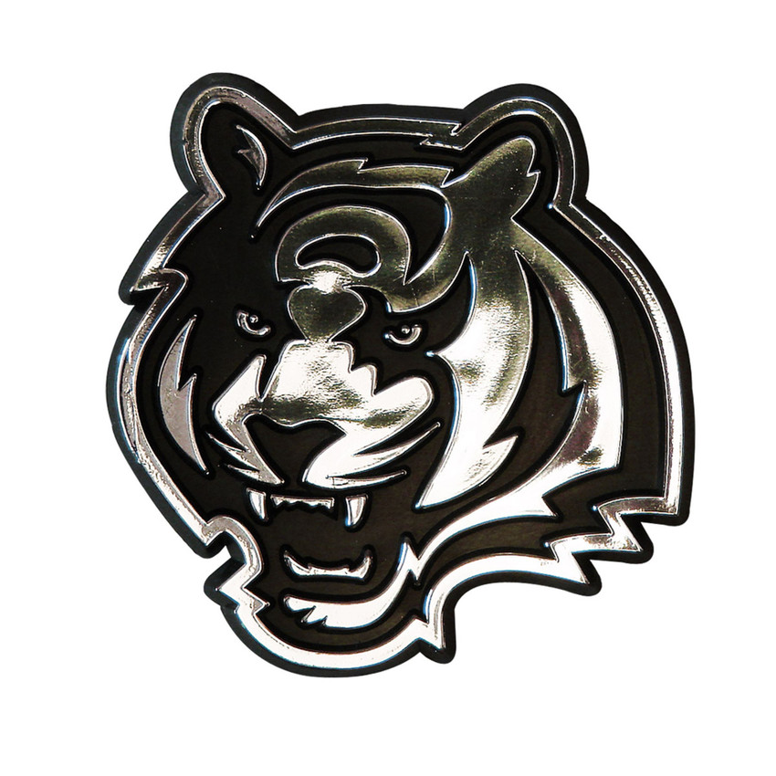 Cincinnati Bengals Molded Chrome Plastic Emblem Tiger Head Secondary Logo