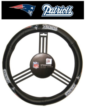 New England Patriots Steering Wheel Cover Leather Style