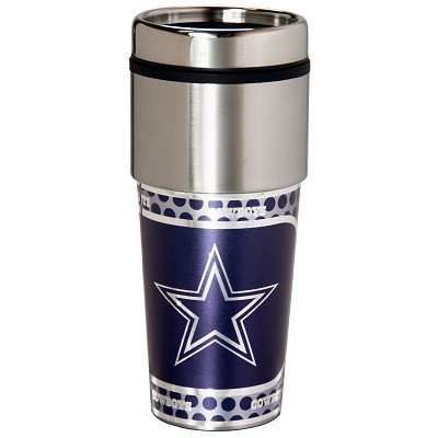 Dallas Cowboys 16  oz. Stainless Steel Travel Tumbler Metallic Graphics